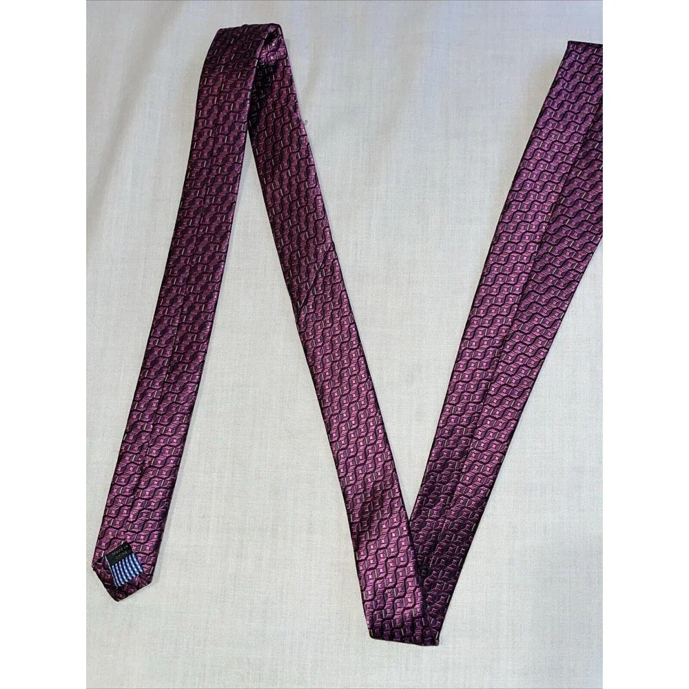 Haspel Men’s Dress Tie Size 56” Purple Geometric Business Formal Wedding City